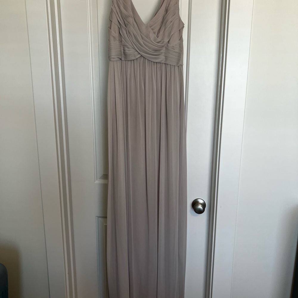 David's Bridal Tan Ruched Maxi Gown Sleeveless